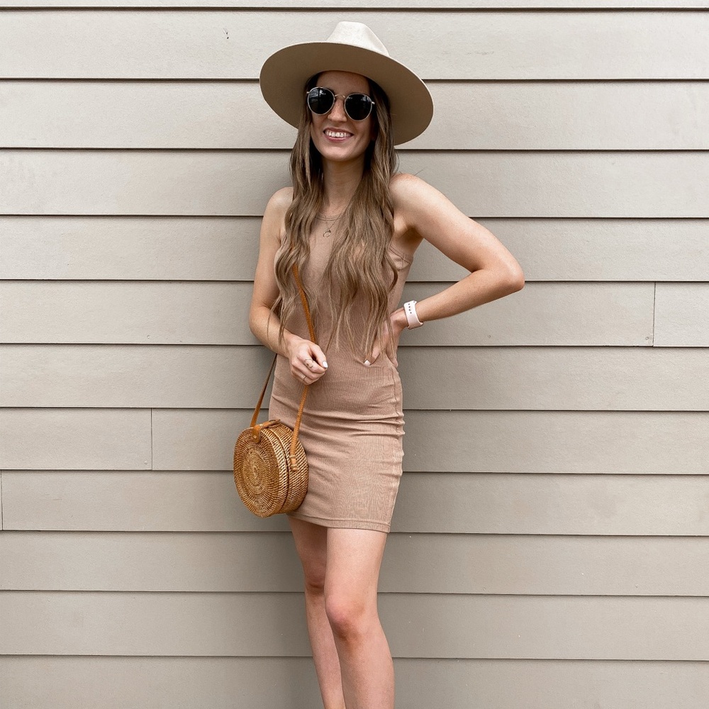Amazon Tan Ribbed Mini Dress - Picture 3 of 5
